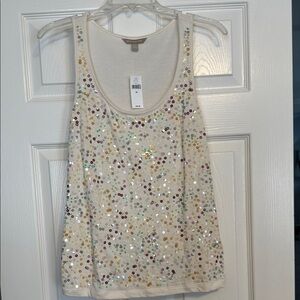 Banana Republic Cream Sequin Tank Top